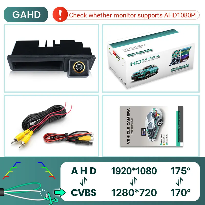 Grün Y i 170 ° AHD 1080P Auto Rückansicht Kamera für Audi A3 8P A6 C6 A1 Q7 A4 B7 B6 S5 A6L Q5 Nachtsicht Reverse Rückfahr Fahrzeug