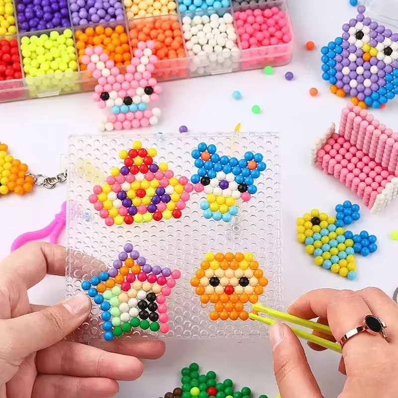 Educational Toys Kids Magical Water Fuse Beads Girl DIY Handmade Water Spray Magic Water Sticky Beads Craft Set Children Puzzle