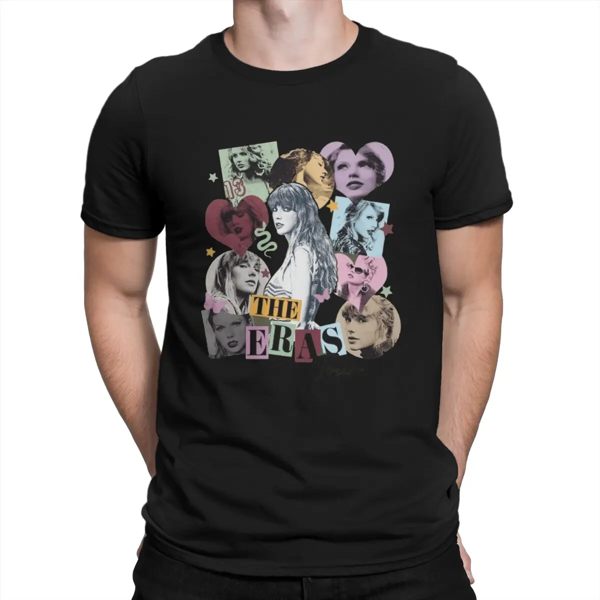 2026 Music Fan Collage Unisex T‑Shirt Front Spliced Portrait Pictures And Art Block Letter Print Cotton Short Sleeve Concert