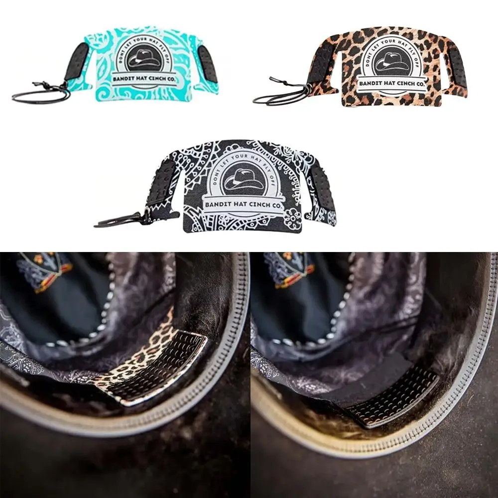 Fashion Leopard Cowboy Hat Cinch Detachable with Lanyard Hat Rope Keychain Leather Hat Strap Clip Hat Accessories