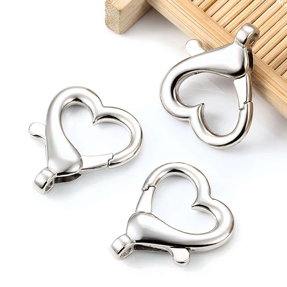 1-3Pcs Stainless Steel Love Heart Lobster Clasp Spring Snap Connection Buckle for DIY Jewelry Making Keychain Pendant Accessory