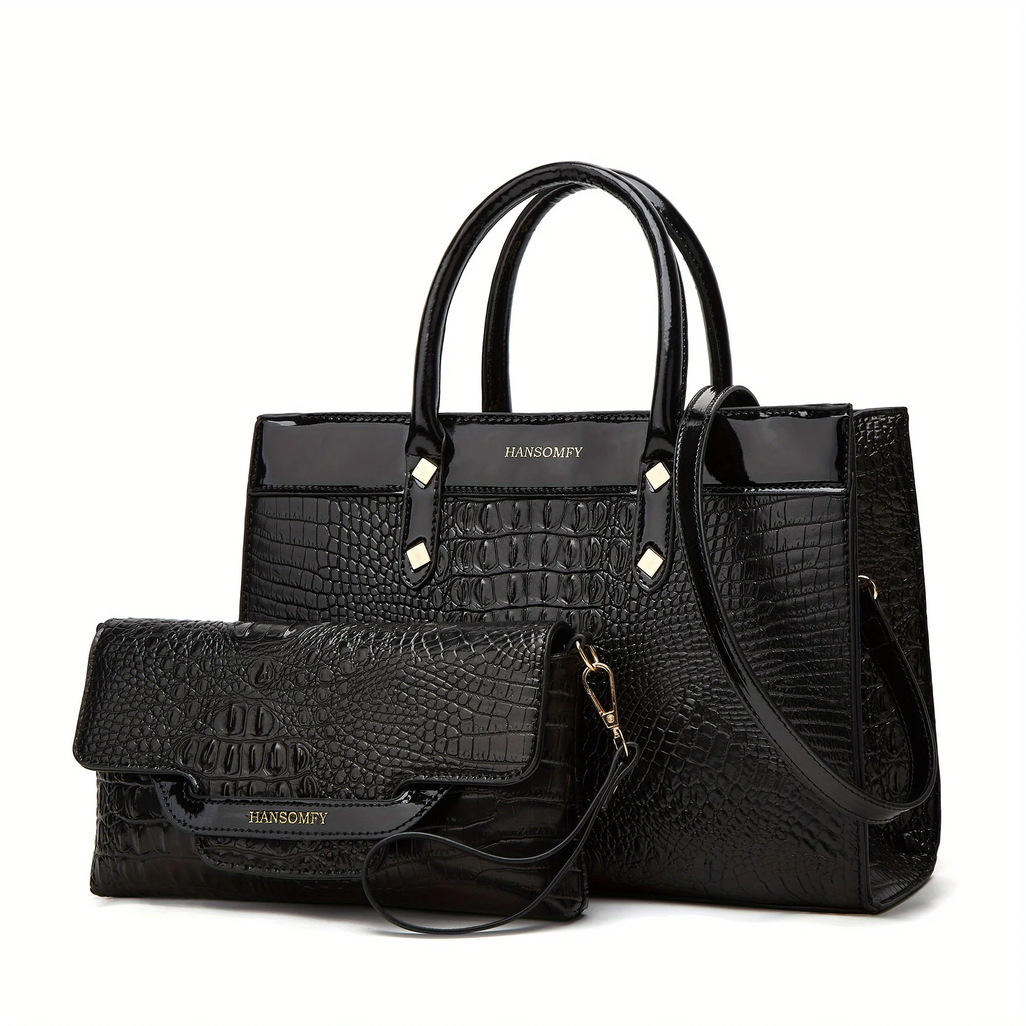 Two-piece fashion retro 2024 new women\'s bag high-volume alligator pattern high-quality hand-held shoulder straddle bag