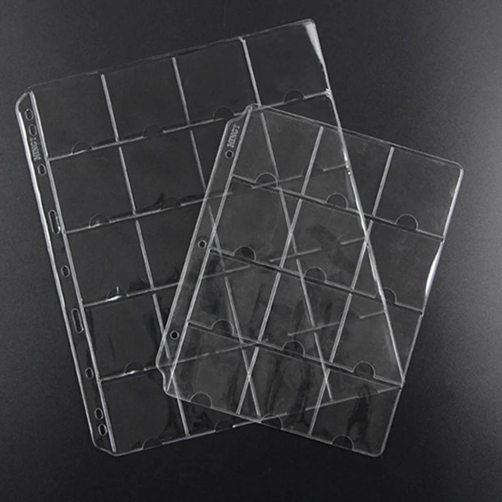 Page Coin Holder Sheet Clear Organization 1/10 Sheet 20 Pockets For 50mm Coins For Coin Collection PVC Page Album