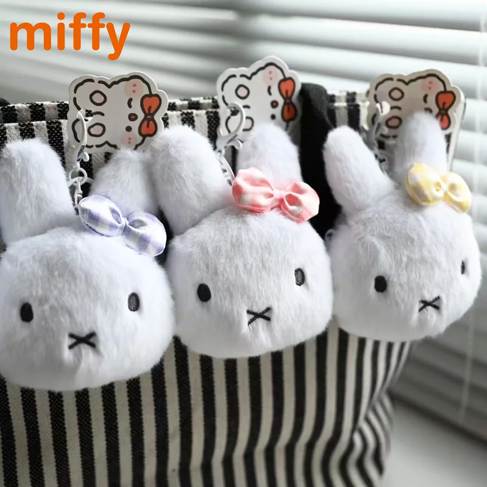 New Model Miffy Cute Plush Doll Earphone Storage Bag Cartoon Rabbit Bowknot Coin Purse Keychain Accessories Girl Birthday Gift