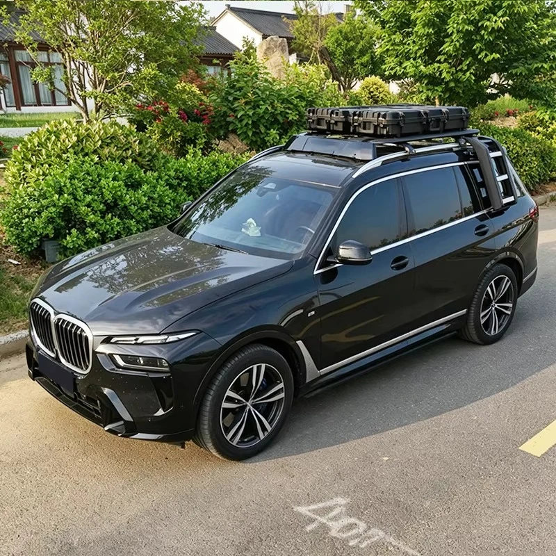 Aluminum Alloy Car Roof Cargo Luggage Rack Baskets Side Ladder Side Box for BMW X7 2019-2026 3