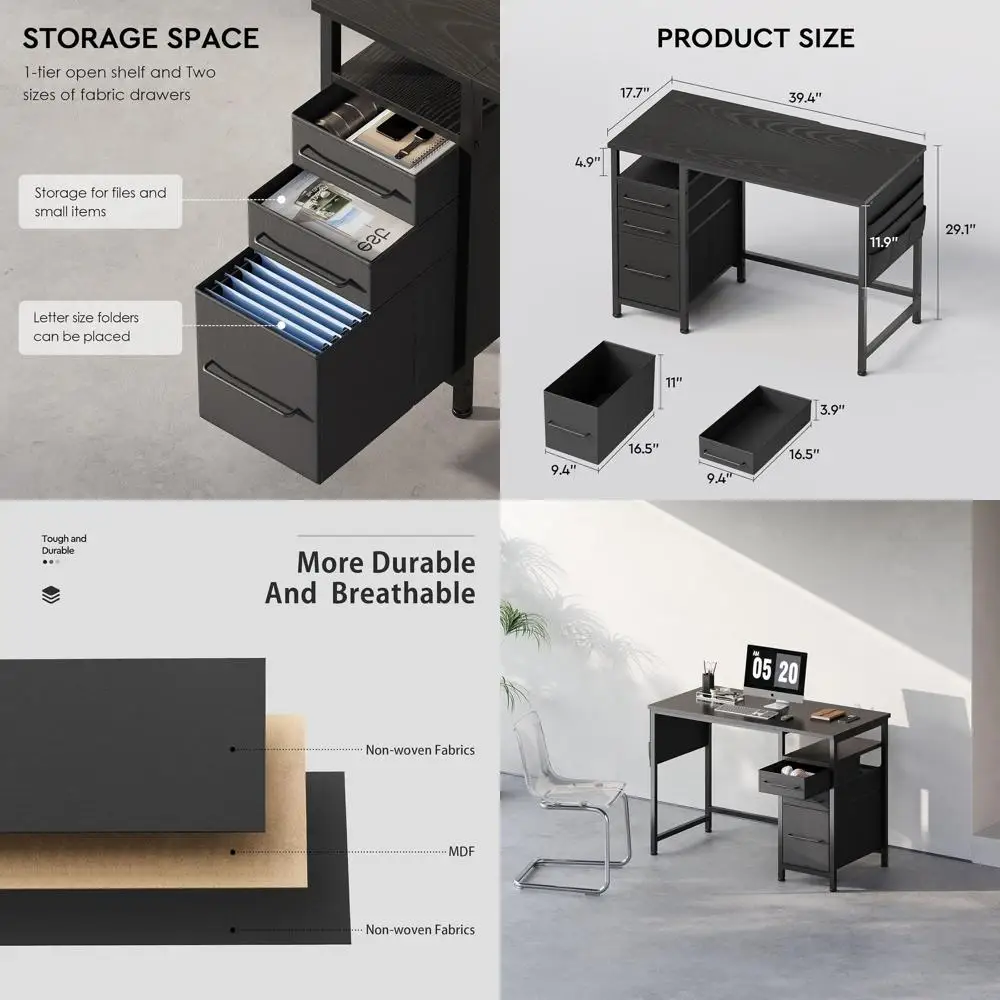 

Компактный стол 40 дюймов с полками для хранения, металлический каркас, черный цвет