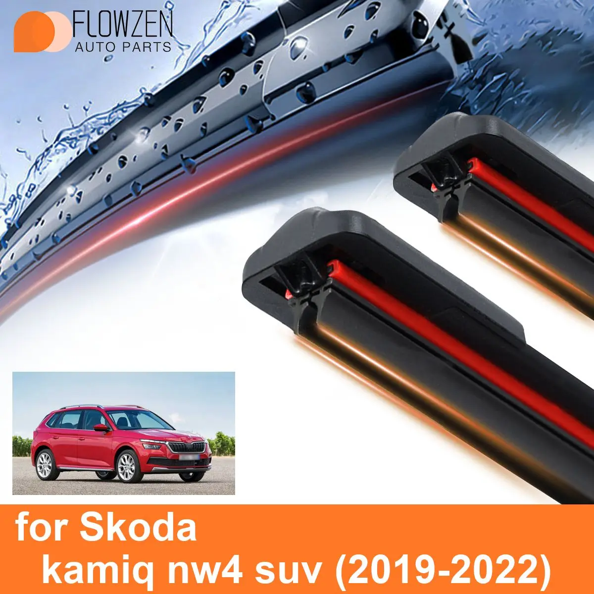 Auto Ruitenwisserbladen Voor Skoda Kamiq Nw4 Suv Dubbele Rubber Frameloze Bracketloze Wiperszachte Accessoires 2020 2021 2022