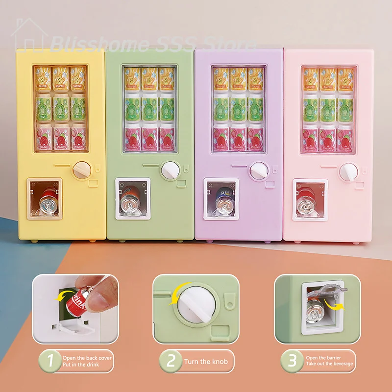 【S】1Set 1:12 Doll House Mini Drinking Machine Decoration Drinking Can Model Supermarket Decorative Toys Dollhouse Accessories