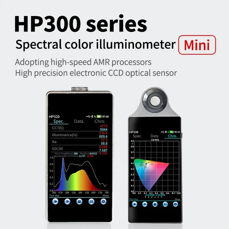 HP320 Spectral Illuminance Meter Handheld Color Temperature Spectral Analyzer Display Finger Tester