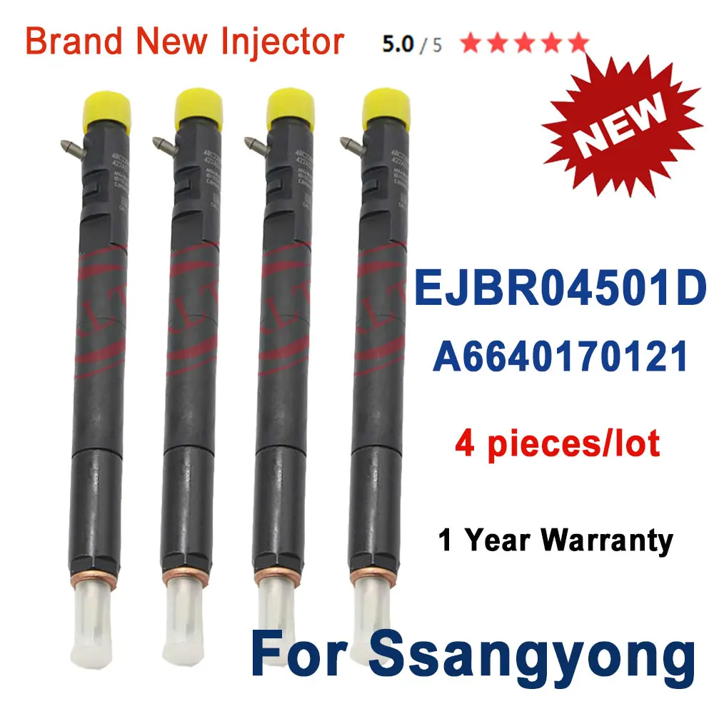 

4 PCS Euro 4 Diesel Fuel Injector A6640170121 Common Rail Injection Nozzle EJBR04501D For Ssangyong Actyon Kyron 2.0L Xdi D20DT