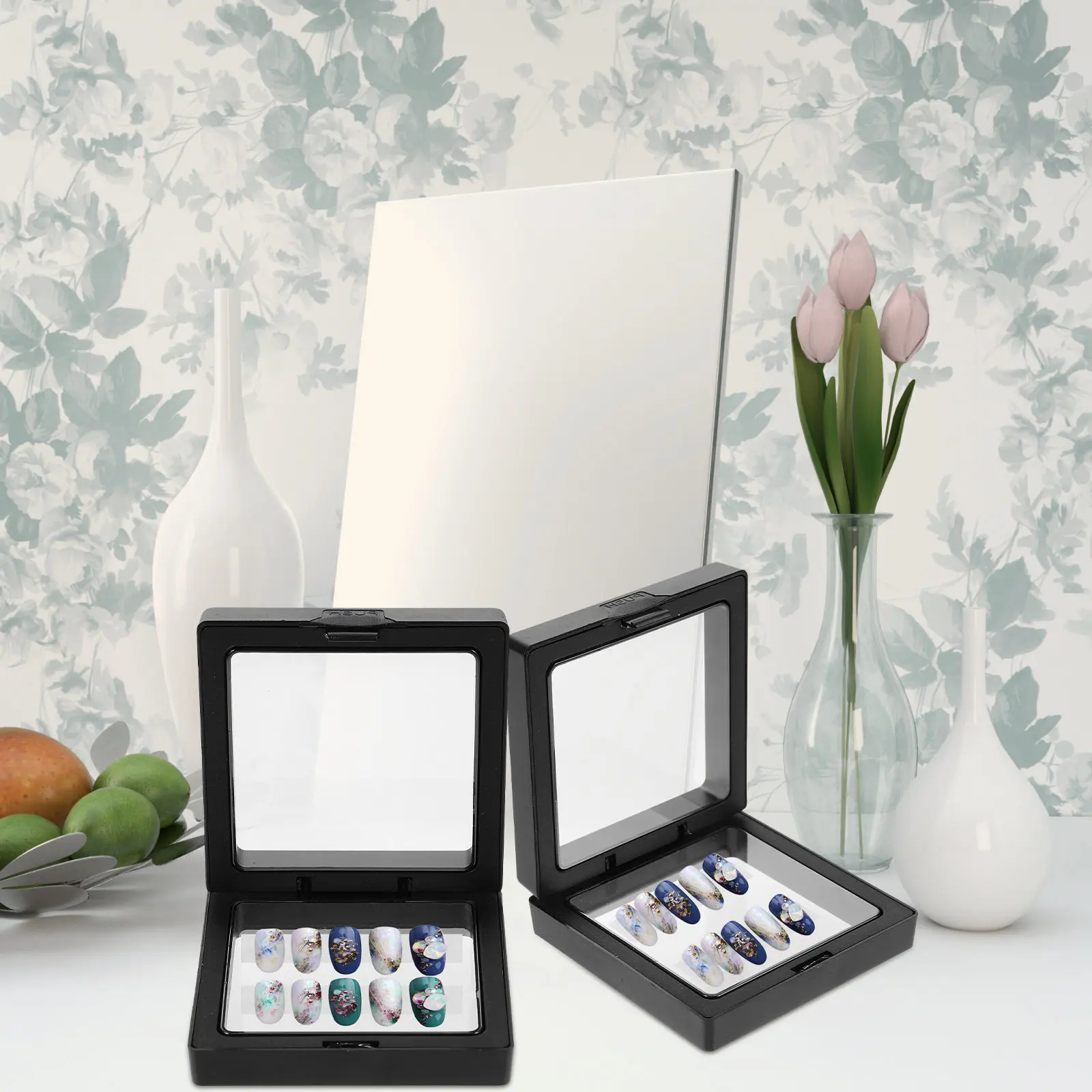 

3Pcs Nail Art Tools Storage Holder False Nail Container Transparent Acrylic Strip Compatible Organizer Box for Jewelry DIY