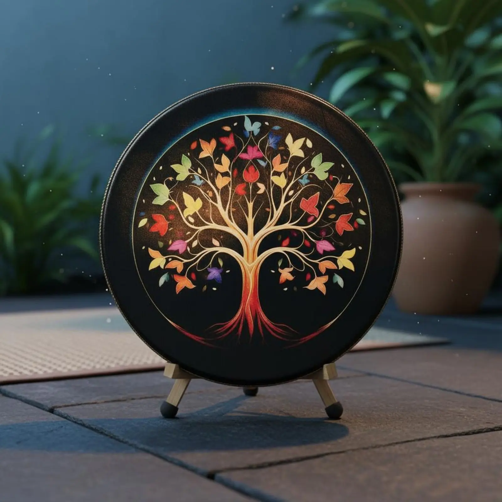 Moon Drum Sound Healing Frame Drum Percussion Instrument Wood and Leather Music Item Lightweight for Party, Performance