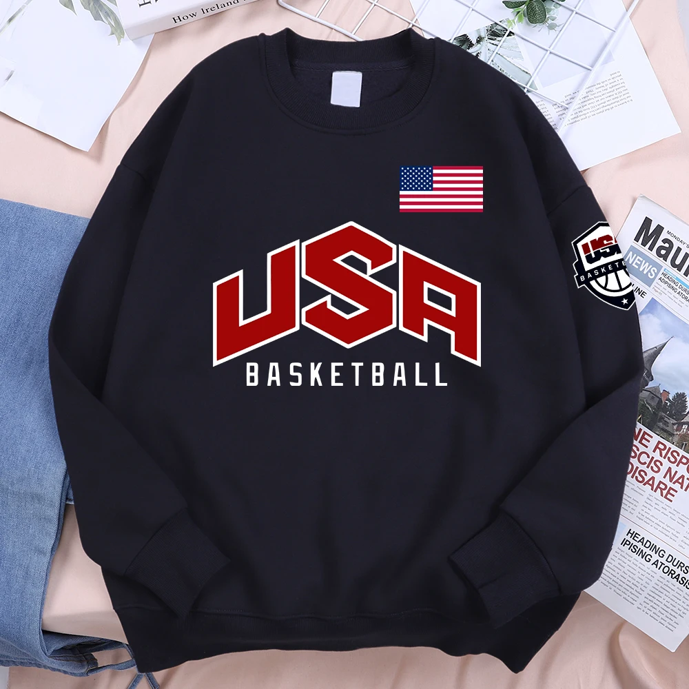 USA Basketballer Printed Street Casual Hoody Men Women Hip Hop Oversized Clothing Loose Warm Fleece Sweatshirts Couple Hoodies