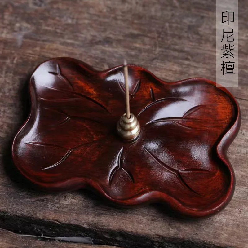 

Indonesia Rosewood Carving Lotus Leaf Incense Holder Specification 6.8*9*1.2 Room Book Desktop Decoration Craft Factory Wholesal