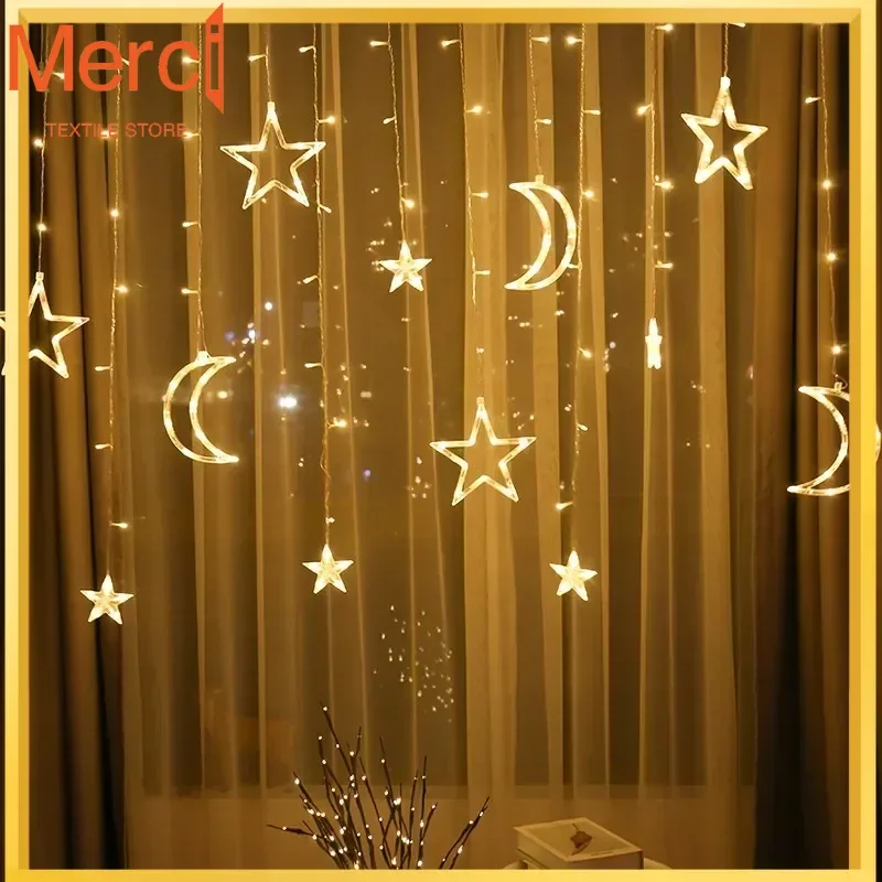 

Star And Moon Lantern Curtains Living Room Bedroom Proposal Romantic Outdoor Decoration Festival Celebration Ramadan Festival