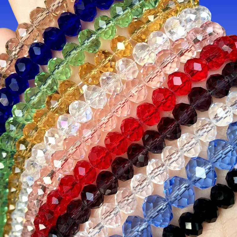 8mm-18mm Austria Faceted Crystal Beads Rondelle Glass Beads Loose Spacer Beads For Jewelry Making DIY Bracelet Accessories