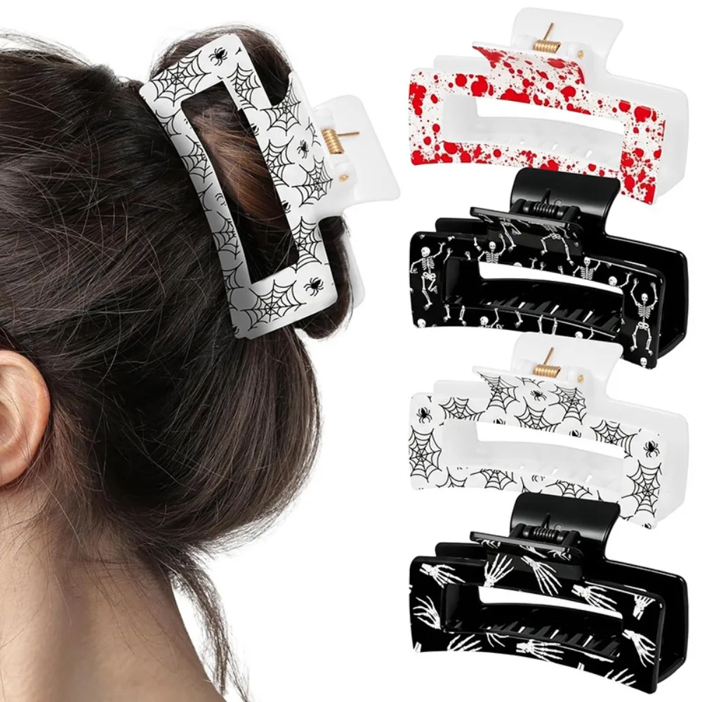 1Pc Spider Ghost Witch Halloween Hair Claw, Skull Pumpkin Shark Clip for Women, Funny Party Accessories No Damage