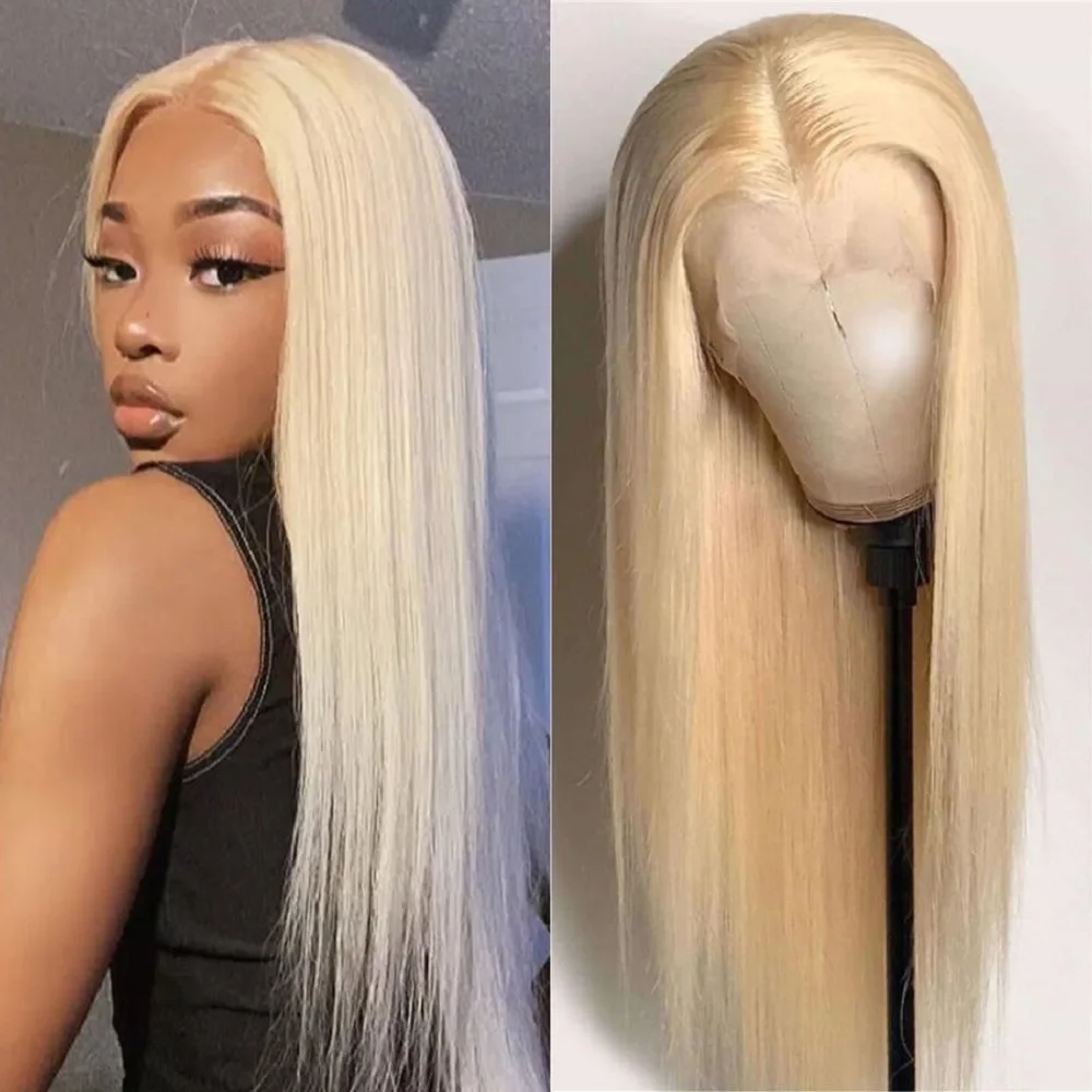 36 Long Inch 13x4 Straight Lace Front Wig 613 Blonde HD Transparent Frontal Wigs For Women Pre Plucked Remy Brazilian Human Hair