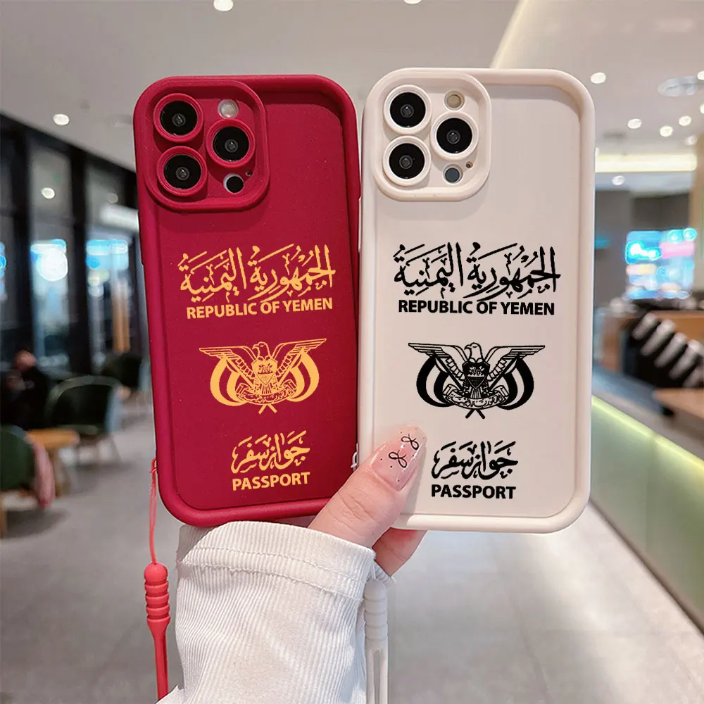 Yemen Passport Phone Case For Samsung A03 A04 A05S A10S A11 A12 A20S A21S A13 A14 A54 A34 A53 A33 Cover With Hand Strap