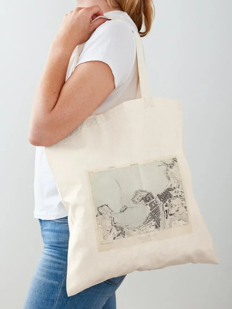 

Vintage San Sebastian Spain Map (1943) Tote Bag hand bag ladies free delivery bags ecological bags