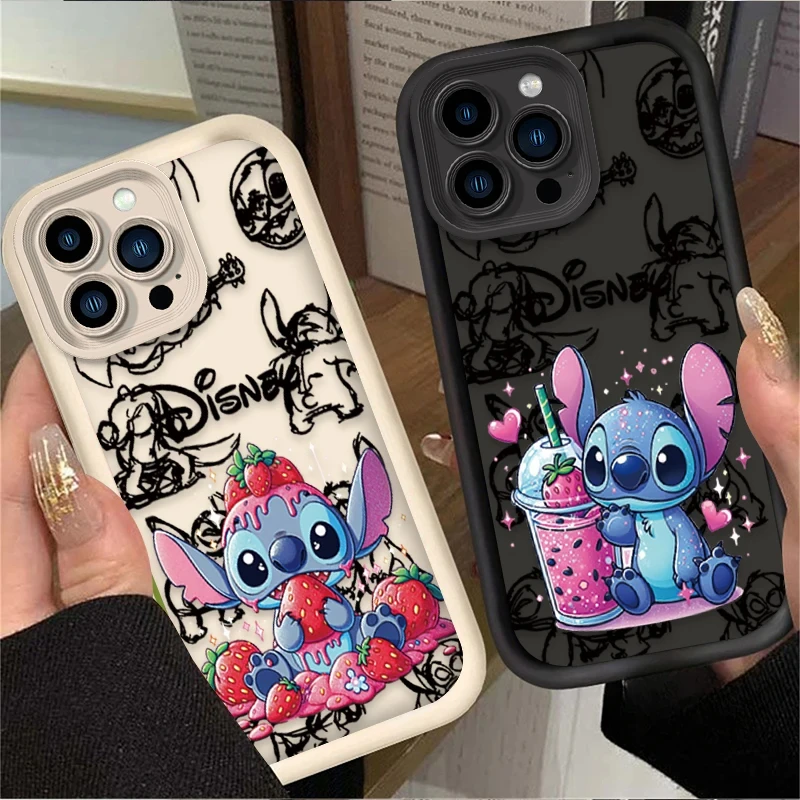 New Lovely Cartoon Stitch Strawberry Phone Case For OnePlus 12 12R 11 11R 10R 8T Nord CE 2 3 4 Lite 5G Soft Silicone Back Cover