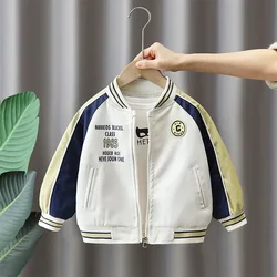 Children's Letter Zipper Baseball Jacket Spring Autumn 2026 New Boys' Patchwork Windproof Jacket Baby's Spring Versatile Top