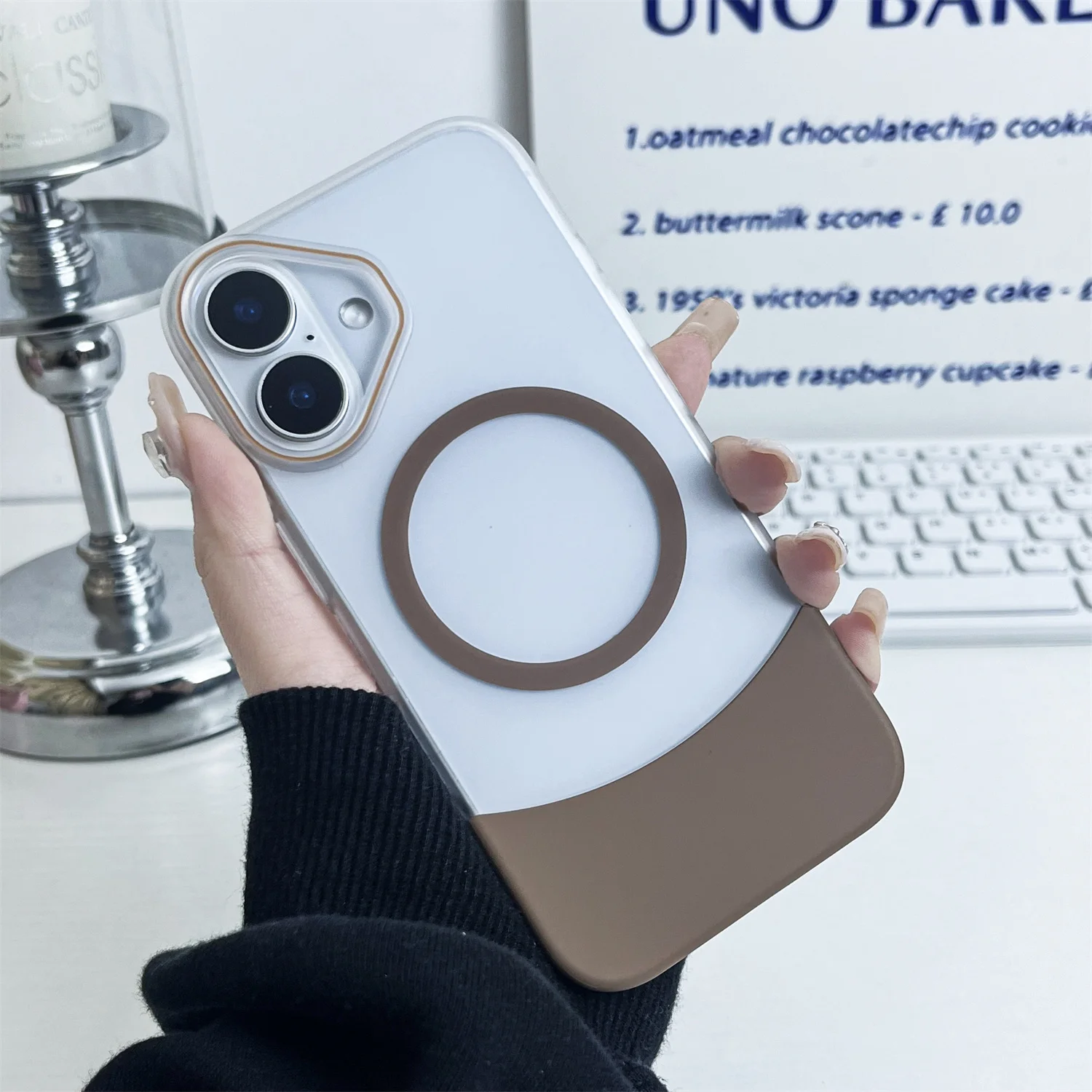 2025 신형 PC 캔디 컬러 클래시 맥세이프 케이스 (아이폰 15 14 13 12 11 16 Pro Max Plus 무선 충전 매트 탈착식 커버)