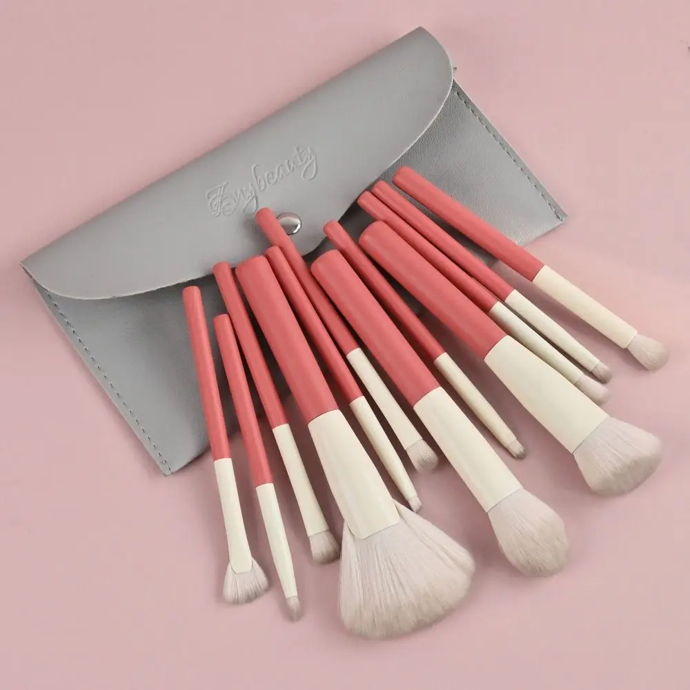 Flauschiges Make-up-Pinsel-Set, weiches Haar mit Aufbewahrungstasche, Lidschattenpinsel, Holzgriff, tragbarer Concealer-Pinsel für Anfänger