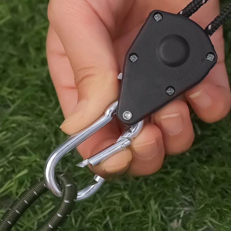 1/2/4pcs Adjustable 8inch Lanyard Hanging for Outdoors Camping Grow Plant Lamp Rope Ratchet Hanger Pulley Lifting Pulley Hook