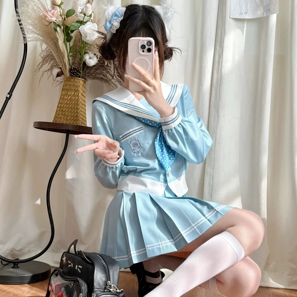 Uniforme da scuola superiore da donna Studente giapponese Manica corta Ragazza Vestito da marinaio Abiti Maniche lunghe Uniformi coreane Jk Set Seifuku