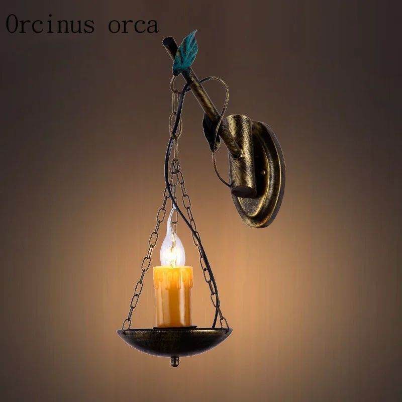 American style retro iron wall lamp personality originality bar lamp aisle lamp free shipping