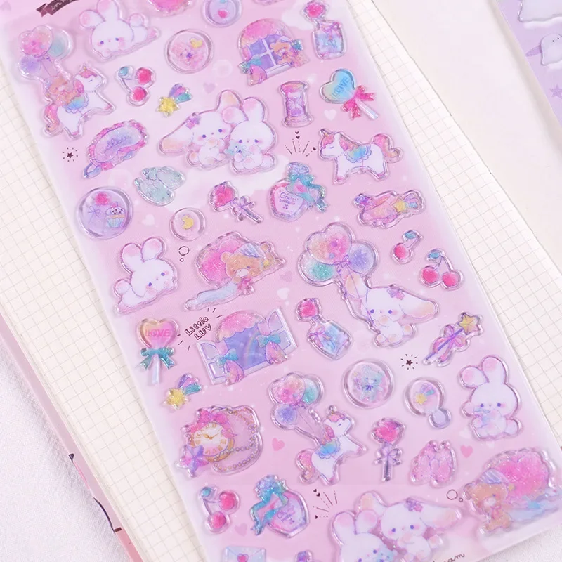 1 pc Creative Candy Ghost Rabbit Drop 3D Relief Stickers Scrapbooking Diy Diary Stationery Sticker Decor Cute Aesthetic Stickers