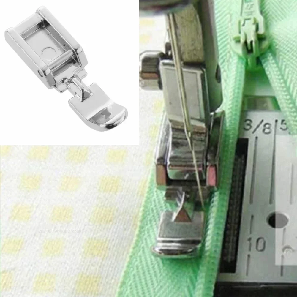 Zipper Sewing Machine Presser Foot Left Right Narrow Foot Compatible with Low Shank Snap on Singer Brother Sewing Accessories