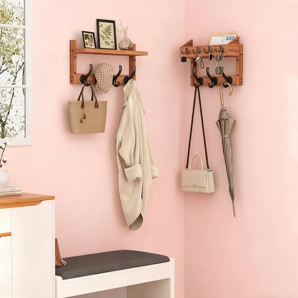 Hat Bag Organizer Wall Mount Coat Rack with Shelf 4-in-1 Entryway Organizer with Hooks Mail Holder Rustic Key Hanger for Room