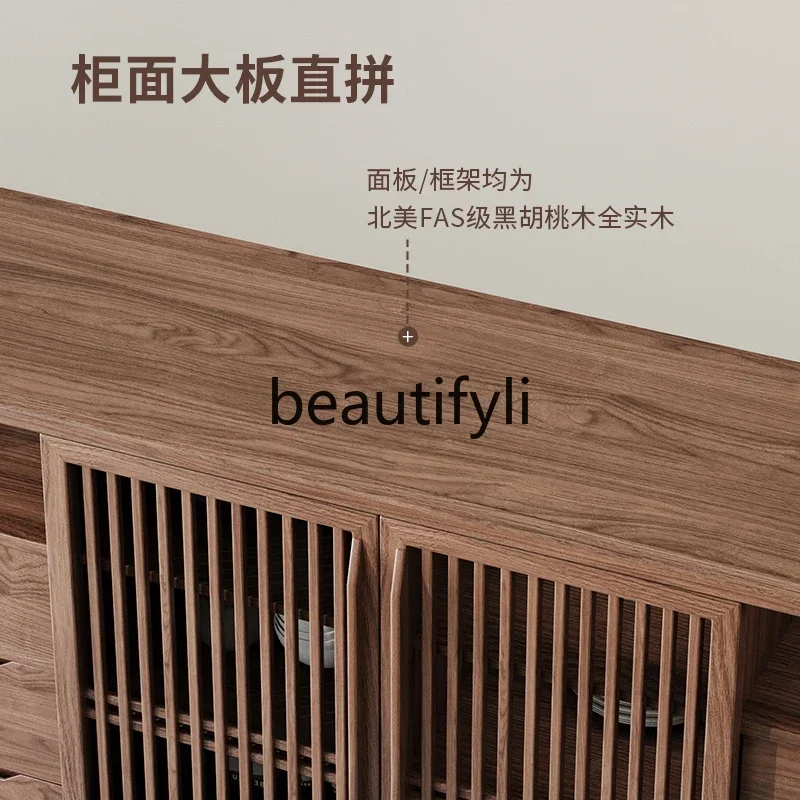 M178 Chinese style North American black walnut Song Dynasty aesthetic solid wood dining side cabinet living room tea storage cab