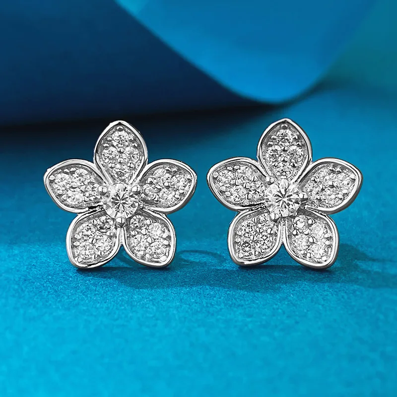 New Fashion Versatile 925 Silver Petal Inlaid Diamond Earrings Instagram Style Cross-border Hot Selling Earrings Wholesale