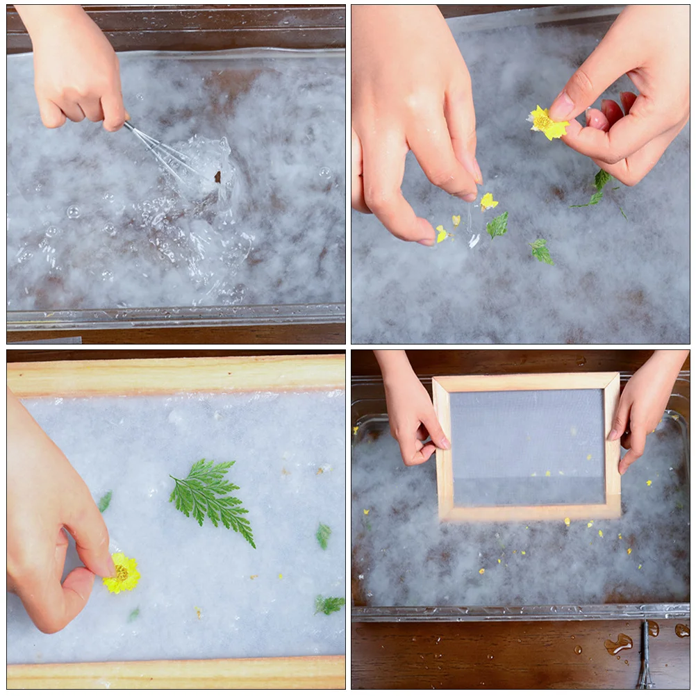 Ensemble d'outils de fabrication de papier faits à la main, cadre en bois, Kit de pâte sèche pour enfants, Protection de l'environnement, artisanat éducatif, bricolage