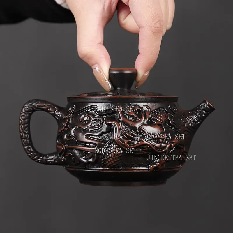 260ml Yunnan Purple Pottery Teapot Large Capacity Phoenix Singing Pot Kungfu Tea Set Household Handmade Rotatable Teapot