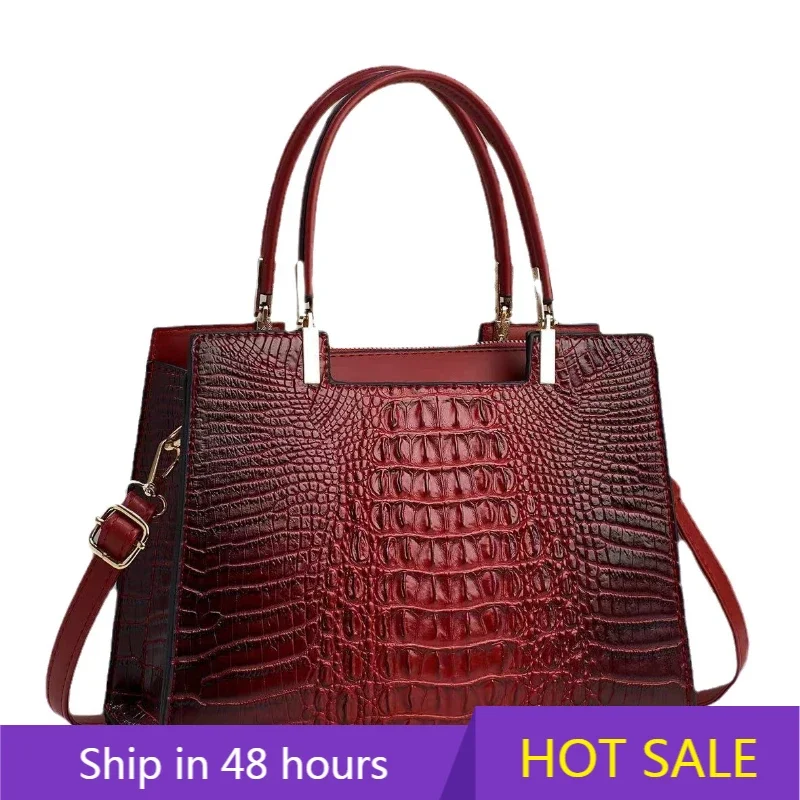 

Crocodile Pattern Women'S Handbag Large Capacity Brand Designer Shoulder Bag Classic Ancient Crossbody Bag Commuting Tote Bag