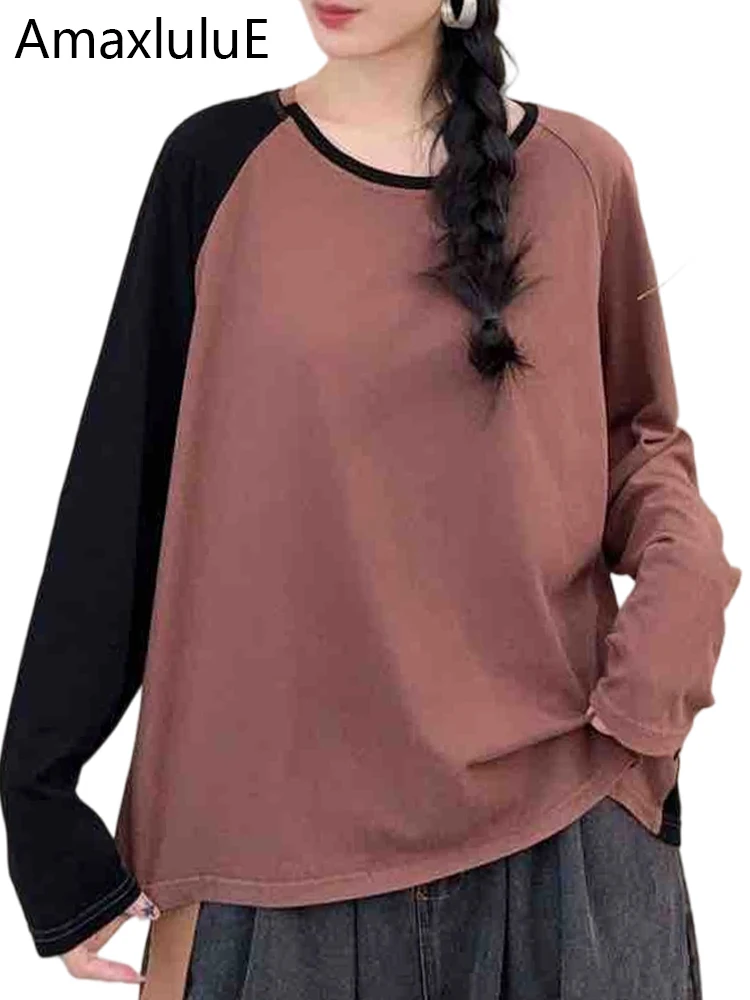 

Amax LuluE Fashion Design Clothes Ladies Patchwork Loose Vintage Classic Tshirts Womens Harajuku Luxury Punk Elegant Cotton Tops