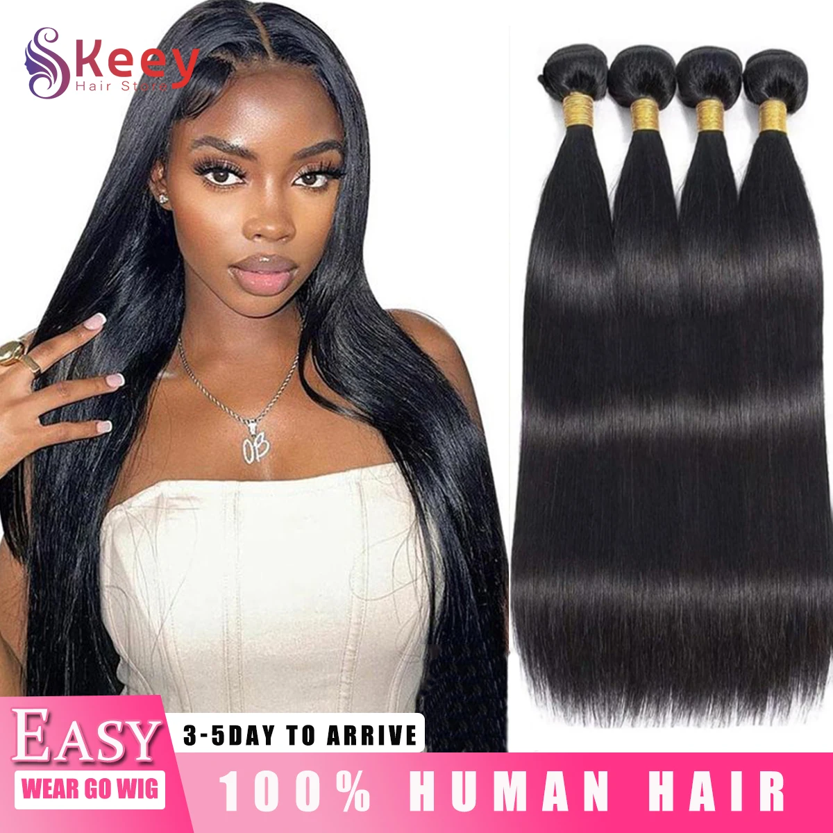 

16A Прямые пучки человеческих волос Bone 28 30 дюймов Remy Hair Extension Натуральные черные 4/5/6 шт. Пучки Мягкие и шелковистые необработанные волосы