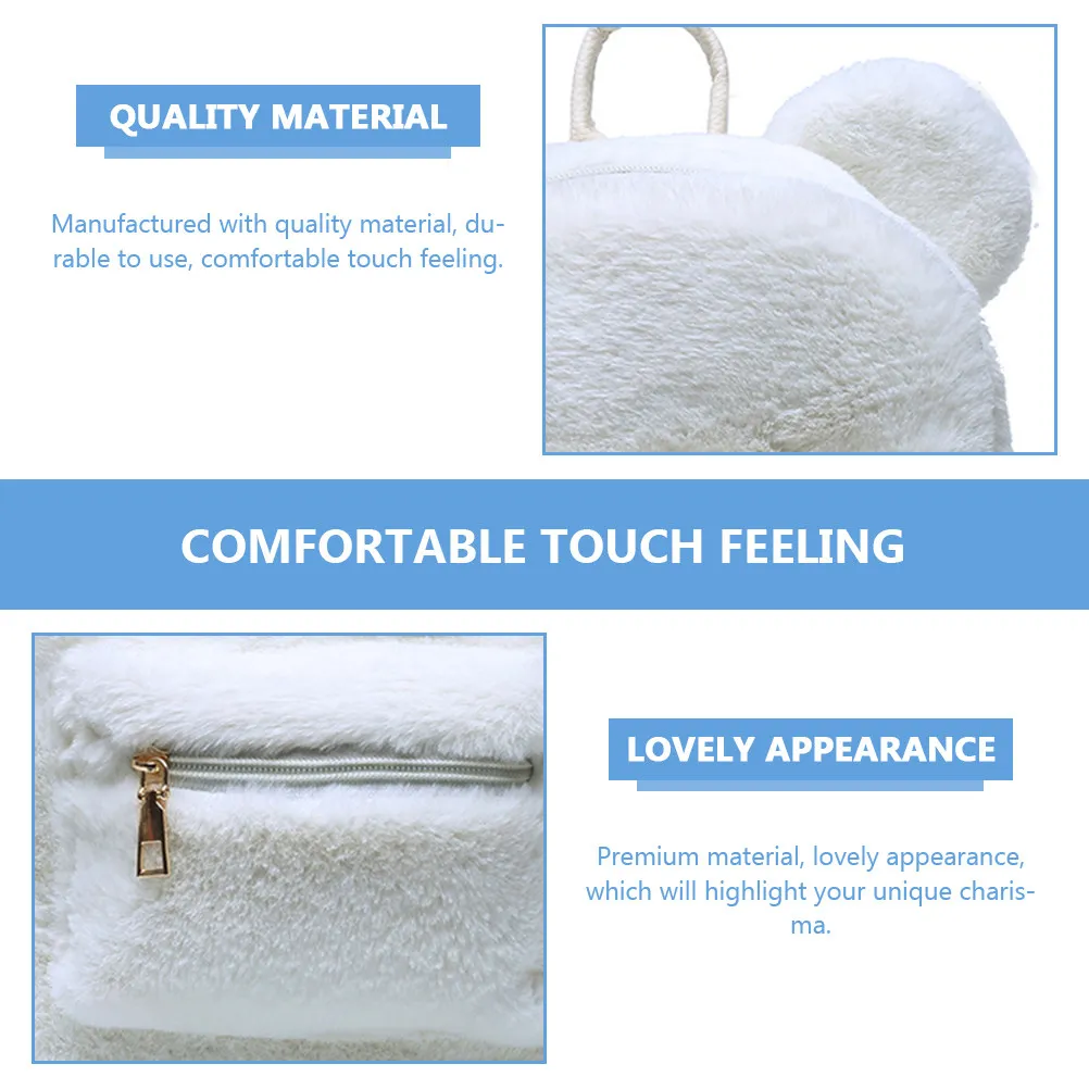 

Рюкзак с ушками медведя, зимняя мягкая сумка для хранения, средний размер, повседневный школьный/дорожный рюкзак, большая вместимость, удобный для переноски