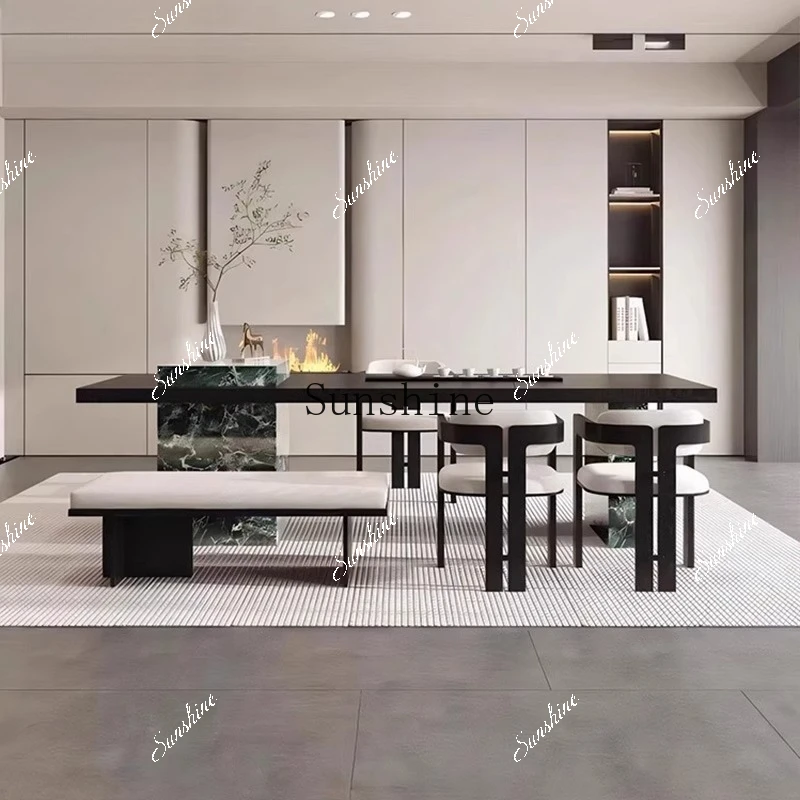 

New Chinese tea table high-end light luxury atmosphere villa office large board tea table chair FT