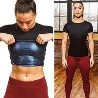 Sauna Top Heat Trapping Round Neck Soft Women Body Shaper Sweat Suit Sleeve Workout Hot Waist Trainer Heat Trapping Shirt Top