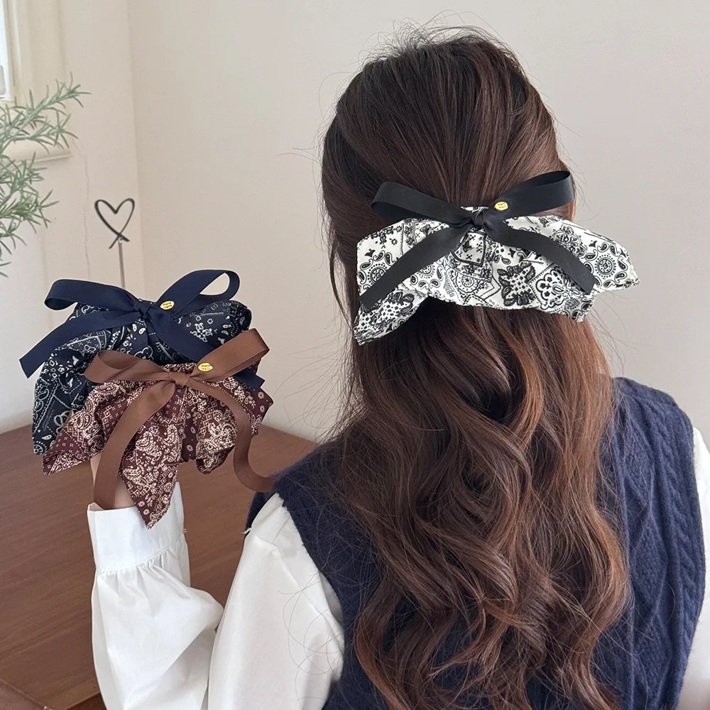 

Retro floral bow 2025 hair clip for women Girl pin accessories large popular catches trendy leading fashion adults kpop Designer