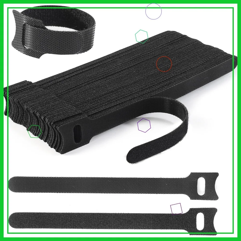 8 Inches Adjustable Reusable Cable Ties Cord Straps Wire Organizer Wrap