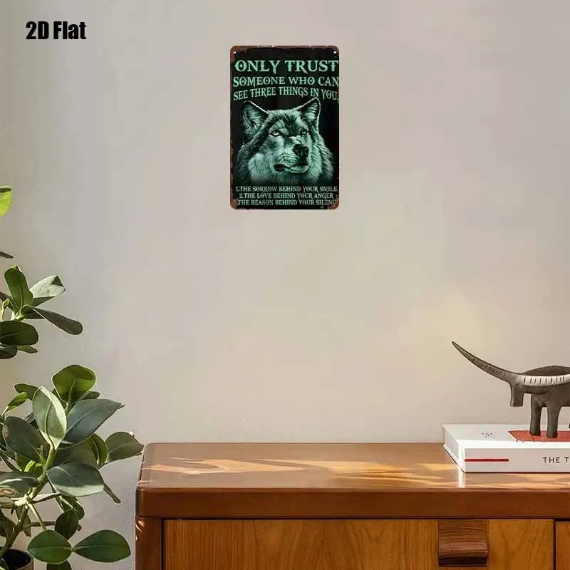 1 Piece, Metal Sign, Wolf Head Tin Art Decoration - Dedicated to Those Who Truly Understand You, Suitable for Bedrooms, Bars, Garages, Gardens, and Outdoor Decoration, Vintage Wall Decor, Nostalgic Metal Craftsmanship, Decorative Plaque, Personalized Statement Piece, Choice of Animal Enthusiasts and Homeowners