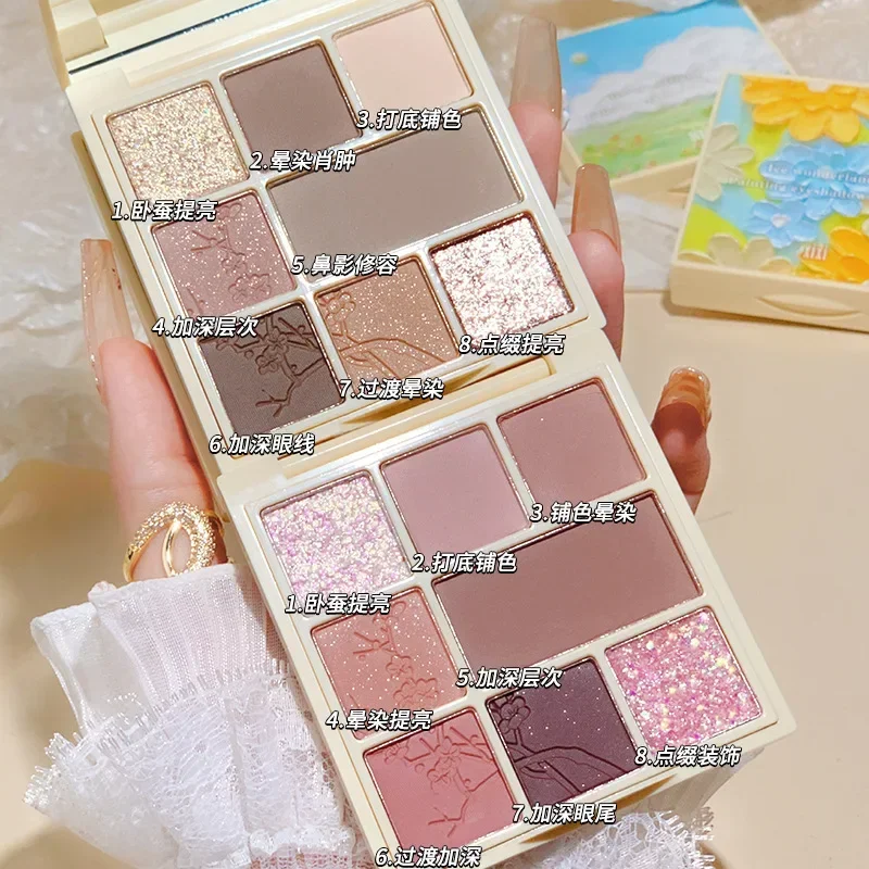 Palette di ombretti Pearl Matte 8 colour Eye Shadow Makeup Palette Mattes High-Shine shimmer-fino a 12 ore di usura