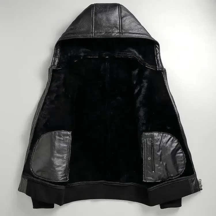 shipping.Men YR!Free winter warm thick wool cloth,100% real fur jacket.genuine shearling coat.quality leather cloth