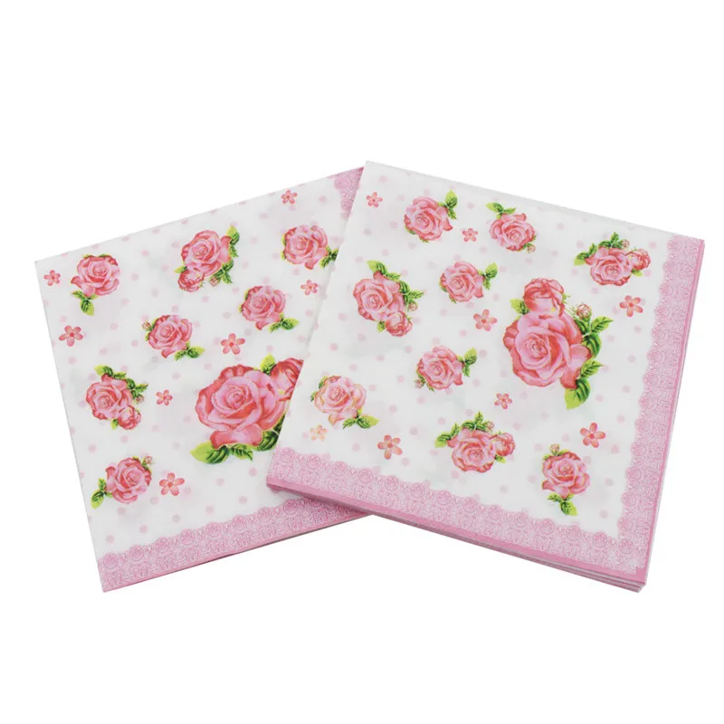 20Pcs/pack Disposable Flower Printed Table Dinner Tissue Napkin Paper Wedding Festive Party Decoration